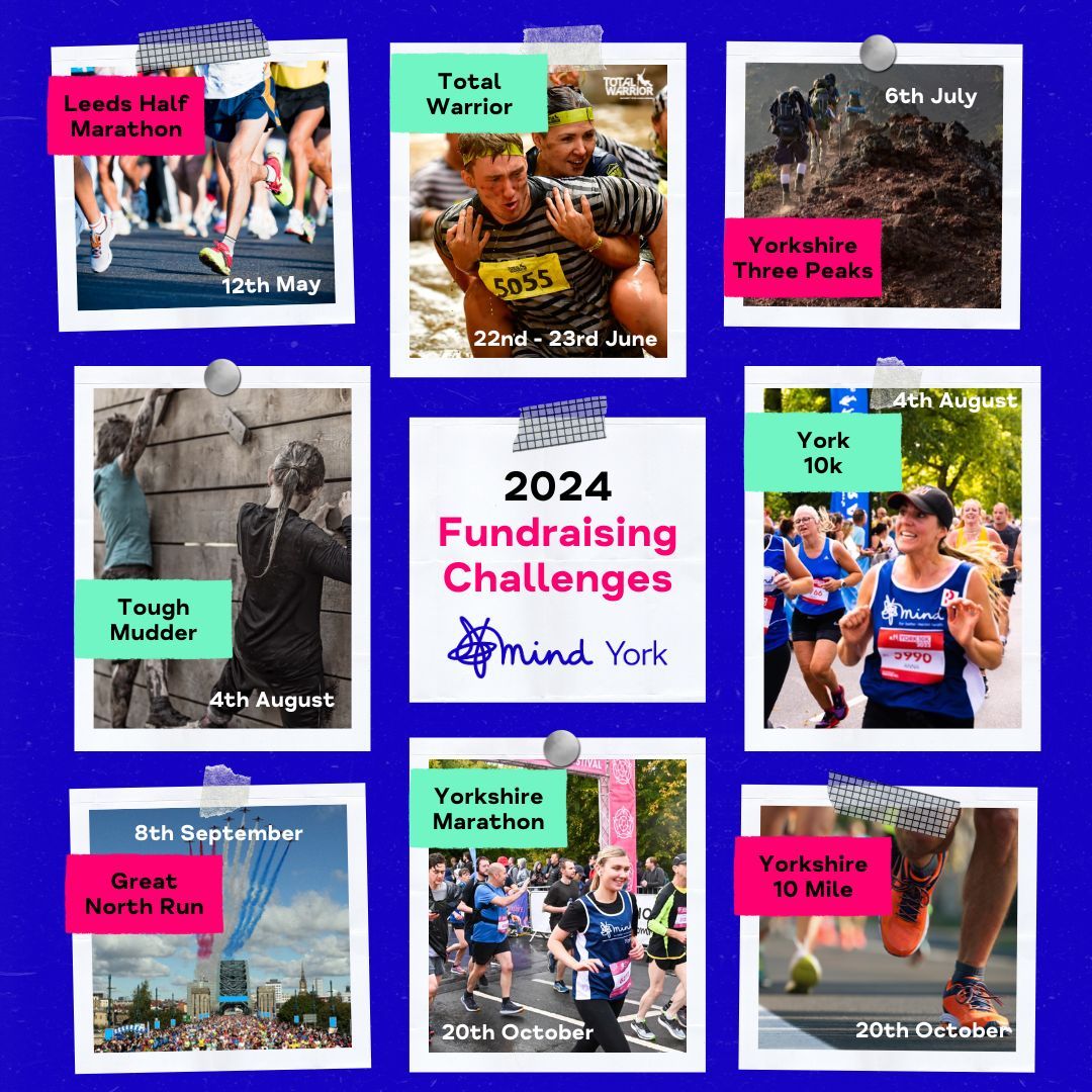 Looking to get active this year? Here are a few upcoming active challenges you can take part in to fundraise for York Mind. We have charity places available for the York 10K and the Yorkshire Marathon on our website. yorkmind.org.uk/get-involved/f…