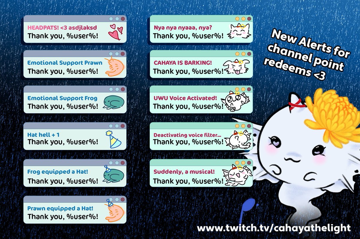 cahayathelight's tweet photo. I made new alerts for my channel point redeems last night
I was like "oh it's only 11:30AM" and when I looked up again it was 3AM
is there no cure for me (ㆁᴗㆁ✿)
#VtuberArtist #MalaysiaVtuber #ChannelPointRedeems #MYVT #TwitchStreamer #PNGTuber #Vtuber https://t.co/ujmieVOPHX