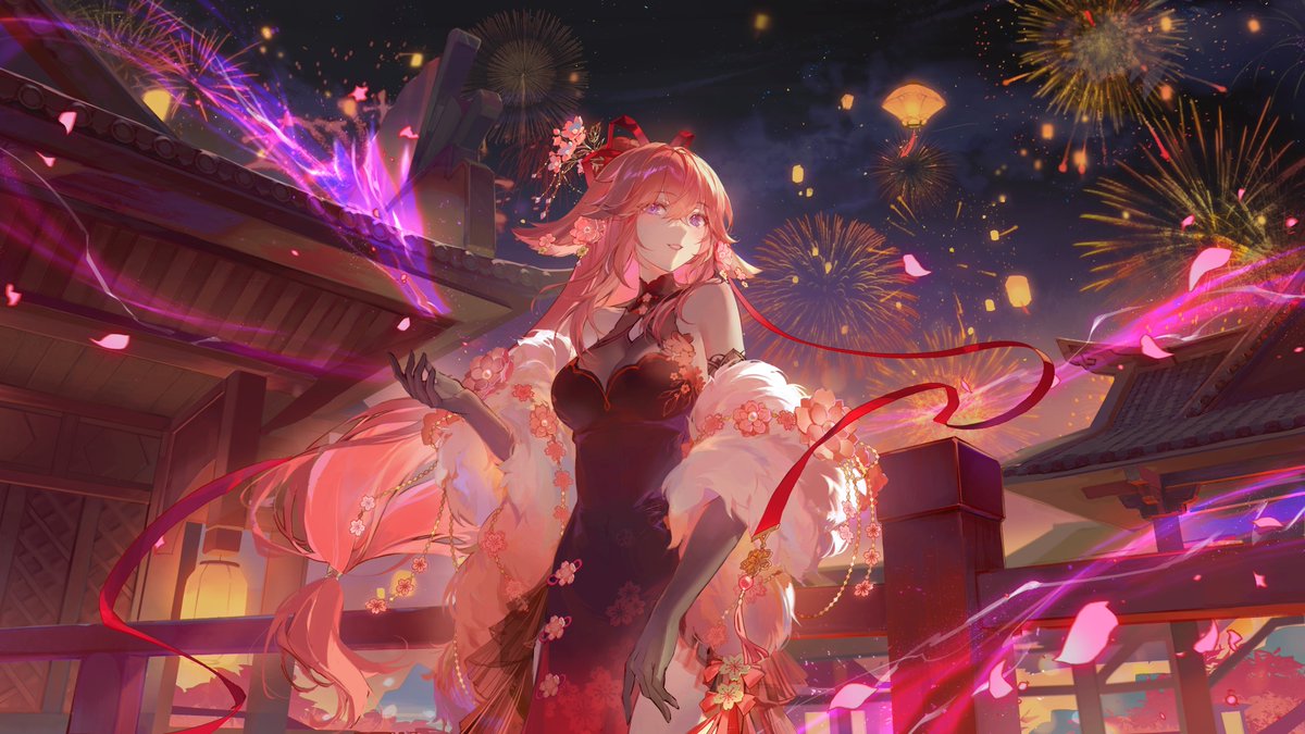 miji_black's tweet photo. #genshinimpact #yaemiko #lanternrite 

🌸Yae miko and Lantern Rite Festival✨ https://t.co/Kjvz63fL8I