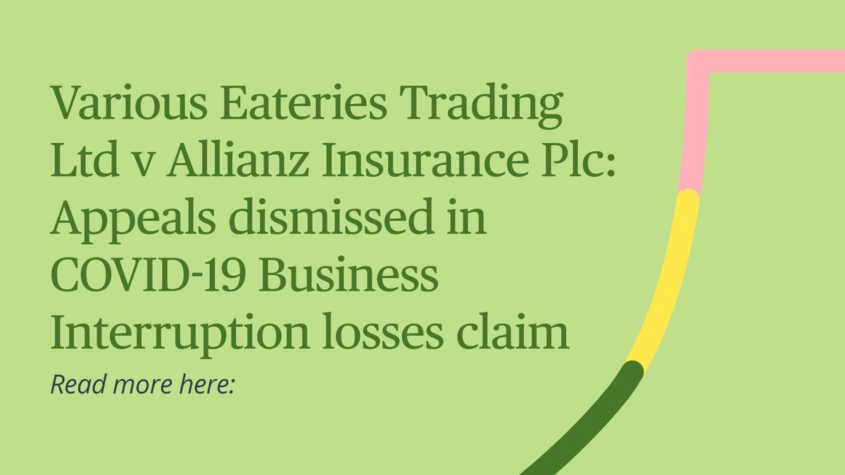 twobirdsDR's tweet photo. In an important judgment for all insurance policyholders, the Court of Appeal recently dismissed an appeal and cross-appeal against a High Court judgment in a COVID-19 business interruption claim. Read more here:  https://t.co/497SC6gjTi https://t.co/JGAvps1DW5