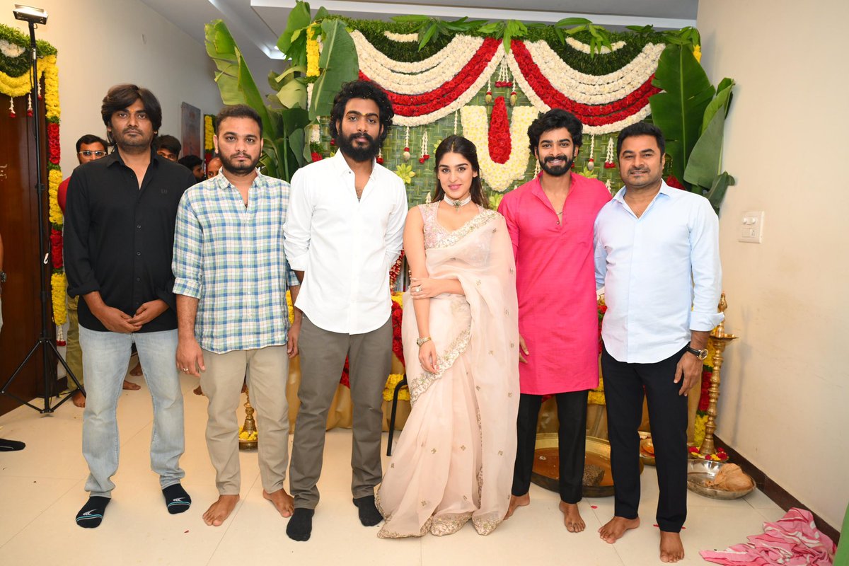 A new beginning with an auspicious Pooja ceremony for #SLVC Production no.8 ~ #KJQ - King Jackie Queen🤩 The occasion graced by our Blockbuster Director #SrikanthOdela with the first clap 🎬💥 @Dheekshiths #Shashiodela #KK #YuktiThareja @sudhakarcheruk5 @Poornac38242912