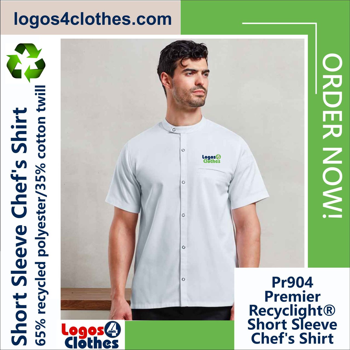 Sustainable & Organic Chefs  Clothing
Embroidered or Printed with the logo of your choice
Pr904 Premier Recyclight® Short Sleeve Chef's Shirt
buff.ly/499zBHB 
#personalisedchefsclothing #recycledchefsshirt #embroideredshirts
#personalisedclothing #embroideredclothing