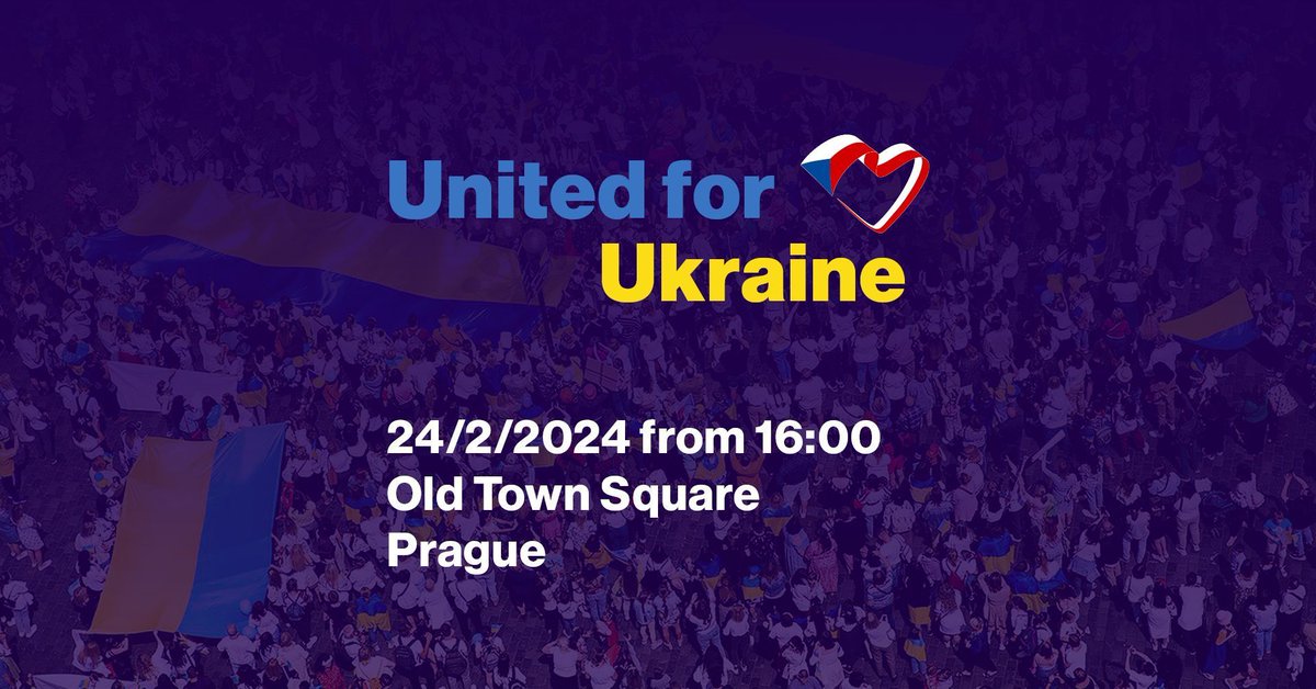 🇺🇦 It’s been nearly two years since Russia launched its all-out war on Ukraine. We have not forgotten, and we will not forget. We stand #UnitedForUkraine!

🇨🇿🤝🇺🇦If you feel the same, join us!

🗓️24/2/2024

⏰16:00

📌Old Town Square, Prague

🔗buff.ly/3OqIfJ6