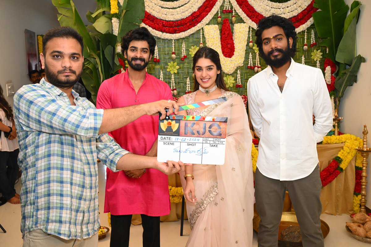 shreyasgroup's tweet photo. A new beginning with an auspicious Pooja ceremony for #SLVC Production no.8 ~ #KJQ - King Jackie Queen🤩
The occasion graced by our Blockbuster Director #SrikanthOdela with the first clap 🎬💥
@Dheekshiths #Shashiodela #KK #YuktiThareja
@sudhakarcheruk5 @Poornac38242912 @karthikaSriniva @nagesh_banell @Sekhar4499 #SrikanthRamisetty @VamsiKaka @SLVCinemasOffl @shreyasgroup