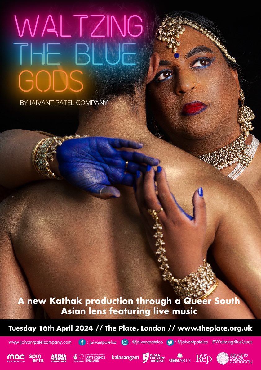 LONDON PREMIERE ANNOUNCED! @jaivantpatelco brings #WaltzingBlueGods to @ThePlaceLondon 16/04/2024 at 7:30pm   Waltzing The Blue Gods is a new Kathal production through a Queer South Asian lens featuring live music. Click link below to book tickets  tinyurl.com/2p9zzd82