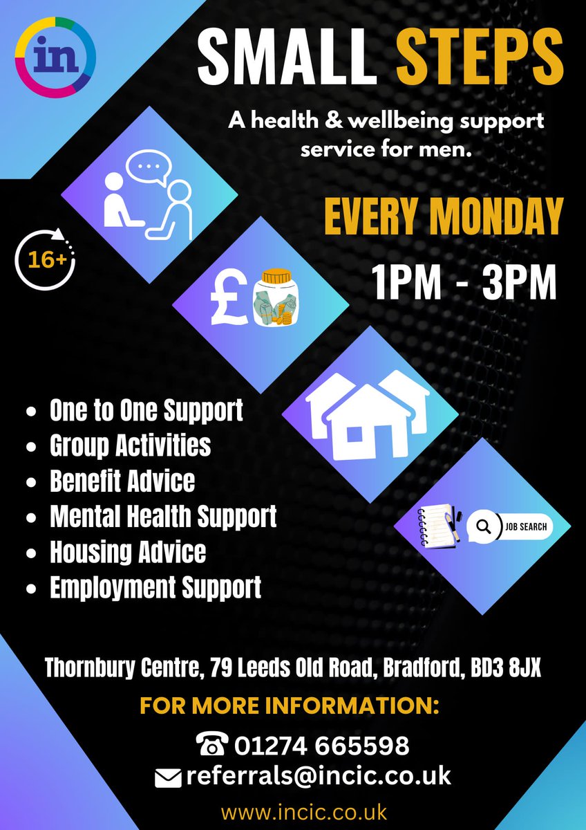 Calling all men! Introducing 'Small Steps', a health & wellbeing support service just for you! We offer a range of services, including engaging group activities, 1-2-1 support and so much more! Don't face life's challenges alone #MensHealthMatters #wellbeing #supportformen