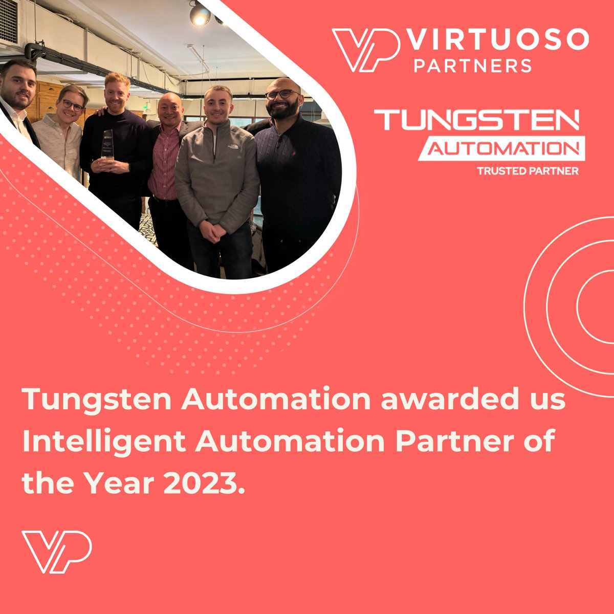 We received the Intelligent Automation Partner of the Year award from <a href="/TungstenAI/">Tungsten Automation</a> Automation 2023🎉

Read the full article here: virtuoso-partners.io/post/tungsten-…

#Awards #intelligentautomation #Experts  #Innovation  #Automation