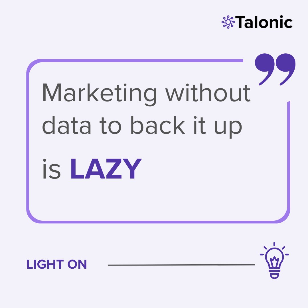 Talonic.ai (@talonicai) on Twitter photo Hot take: Marketing without data analytics to back it up is just lazy.
Assumptions are for amateurs, not for professionals.
Embrace AI for data analytics for precision and effectiveness.
Don't shoot in the dark, turn the lights on. Hot take: Marketing without data analytics to back it up is just lazy.
Assumptions are for amateurs, not for professionals.
Embrace AI for data analytics for precision and effectiveness.
Don't shoot in the dark, turn the lights on.