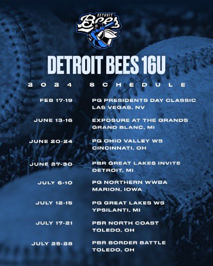 Detroit Bees MRT 17U (@bees17u) on Twitter photo 16U Bees take 2nd at PG Presidents Day Classic in Las Vegas. Way to compete all weekend, and look forward to continuing our summer schedule after High School Ball.
<a href="/PG_Tourney/">Perfect Game Tournaments</a> <a href="/PG_FourCorners/">Perfect Game Four Corners</a> <a href="/PG_Uncommitted/">PG_Uncommitted</a> <a href="/PG_Scouting/">Perfect Game Scout</a> <a href="/PG_OhioValley/">Perfect Game Ohio Valley</a> <a href="/BUncommitted/">Baseball_Uncommitted</a> <a href="/CoachoMRT/">MRT</a> <a href="/RickRojas662038/">Rick Rojas</a> 16U Bees take 2nd at PG Presidents Day Classic in Las Vegas. Way to compete all weekend, and look forward to continuing our summer schedule after High School Ball.
<a href="/PG_Tourney/">Perfect Game Tournaments</a> <a href="/PG_FourCorners/">Perfect Game Four Corners</a> <a href="/PG_Uncommitted/">PG_Uncommitted</a> <a href="/PG_Scouting/">Perfect Game Scout</a> <a href="/PG_OhioValley/">Perfect Game Ohio Valley</a> <a href="/BUncommitted/">Baseball_Uncommitted</a> <a href="/CoachoMRT/">MRT</a> <a href="/RickRojas662038/">Rick Rojas</a>
