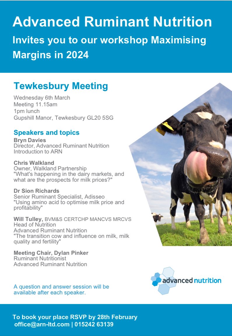 ProperJobPinker's tweet image. We are holding a meeting open to all dairy farmers in Glos, Wors, Herefordshire &amp;amp; surrounding areas. Great speakers on current topics. Feel free to book via the office or DM myself. Lunch provided

Please share