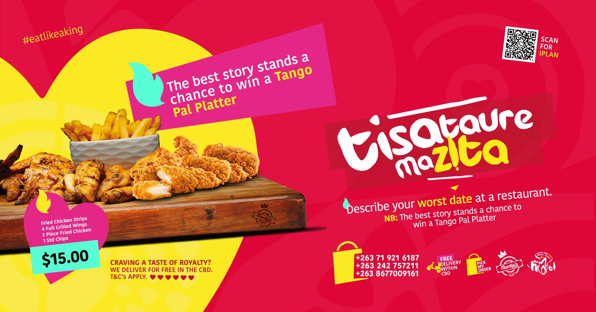 mamboschicken's tweet image. Ngadziuye.
The most interesting story gets a Tango Platter.
Tisataure mazita🙏
#shareit
#MambosChicken
#eatlikeaking