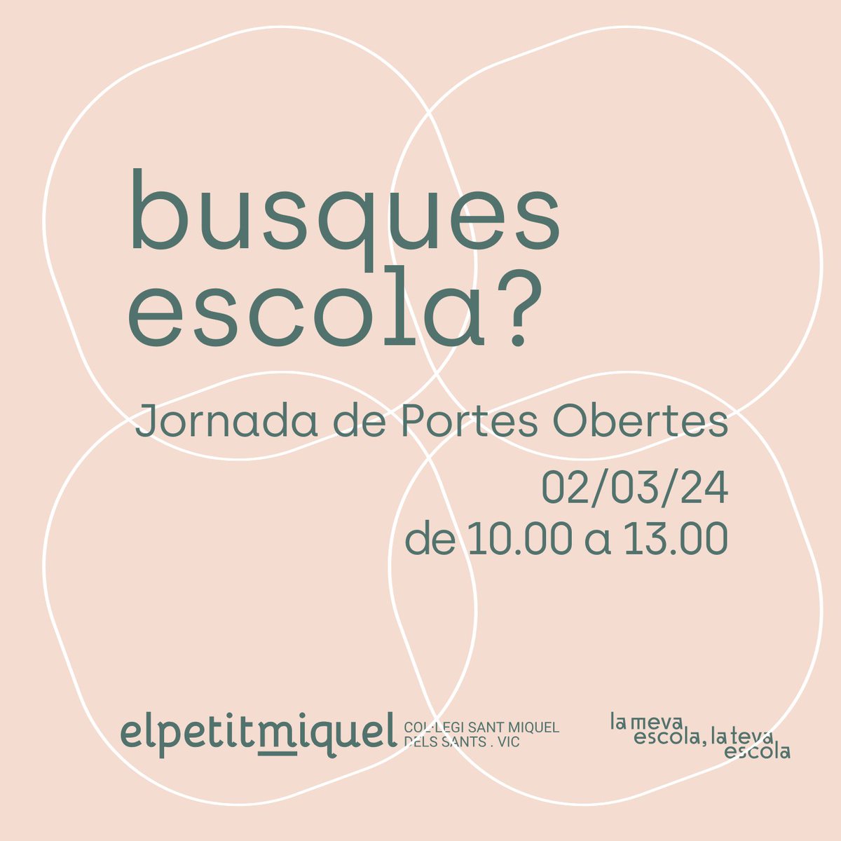 Vine a la Jornada de Portes Obertes. Ens agradaria molt poder-te conèixer i explicar-te el nostre projecte en primera persona 🤗.  elpetitmiquel.cat/pagina/coneixe… #elpetitmiquel #collegisantmiqueldelssants #portesobertes24 #curs2324 #lamevaescola #infantil #primaria