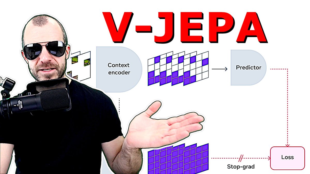 Yesterday I released a video going over V-JEPA, how it works, and why it matters (including a recap of the original JEPA). Watch here: youtu.be/7UkJPwz_N_0