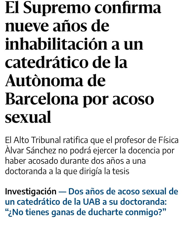 OIntegridadEsp's tweet photo. Se señala que resulta “claro” que la doctoranda se encontraba en una “situación de dependencia jerárquica” respecto a su director de tesis, un aspecto que facultaba al catedrático a “frustrar las expectativas de la víctima de poder concluir y presentar”

https://t.co/cC8gkCSlla https://t.co/CUCmdQkUqv