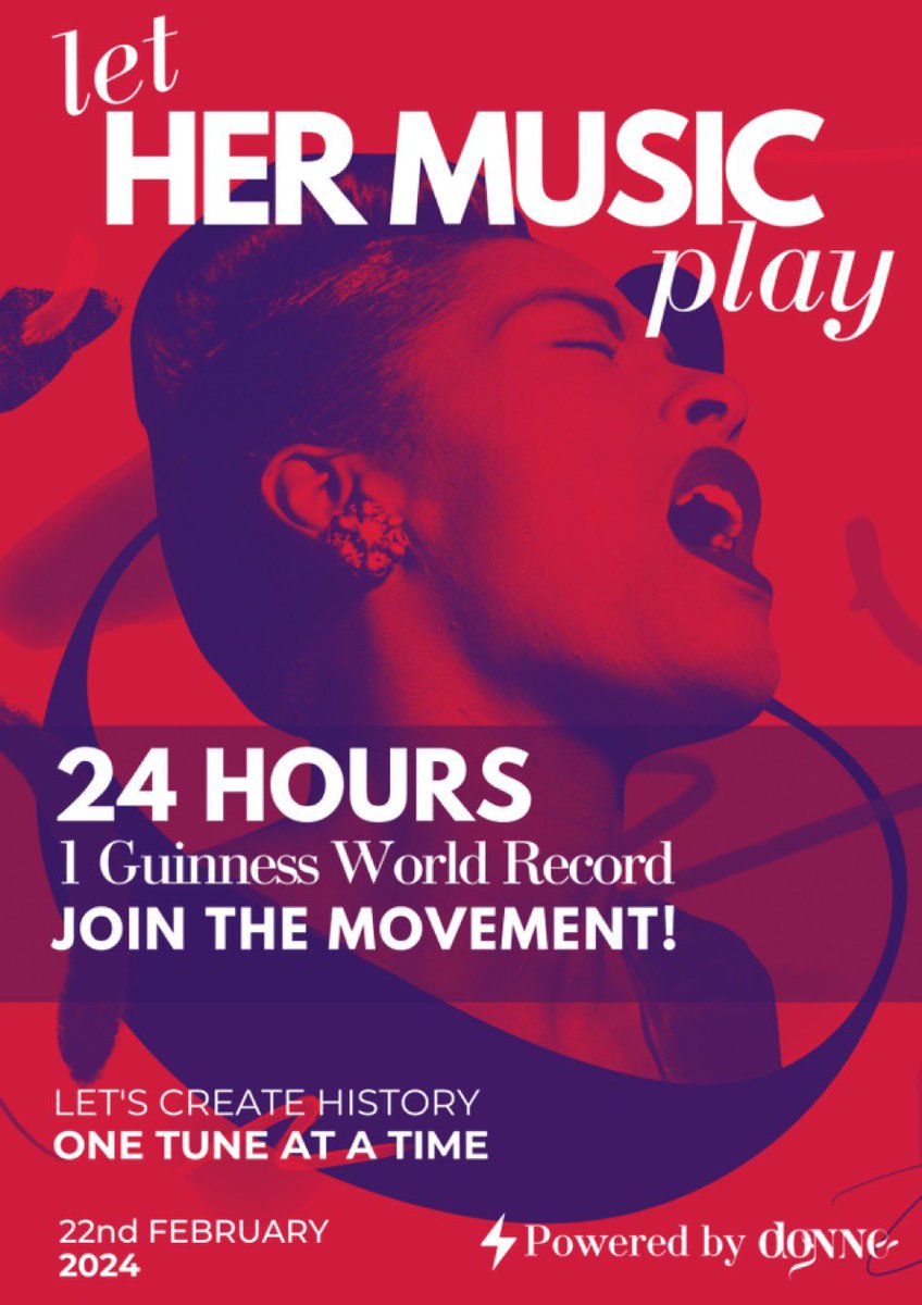 Show your support for #LetHerMusicPlay by @Donne_UK! They'll be attempting to set a Guinness World Record for the longest acoustic music live-streamed concert on 22 Feb Featuring 24hrs of music by women & non-binary composers and songwriters donne-uk.org/let-her-music-…