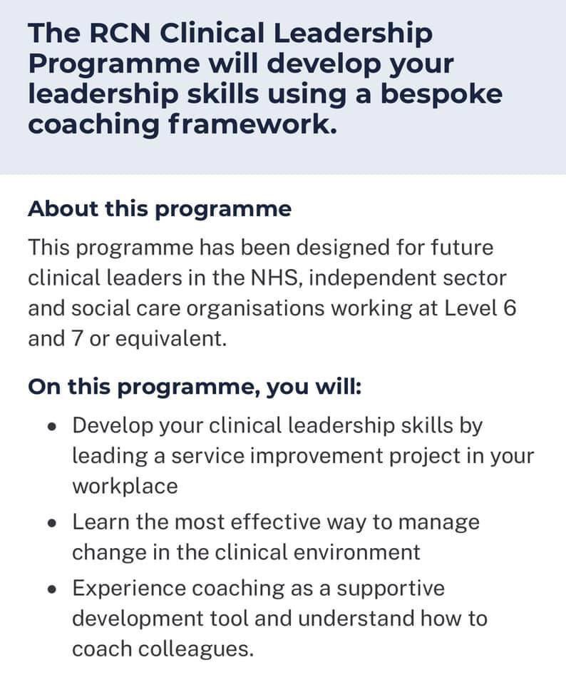 ⭐️⭐️ Are you a current Band 6 or Band 7 working at Mid Yorks striving for excellent leadership? Why not apply for the RCN Clinical Leadership Programme (CLP) ran by PDEU? Please contact PDEU for an application form. Applications close 8th March 2024. ⭐️⭐️