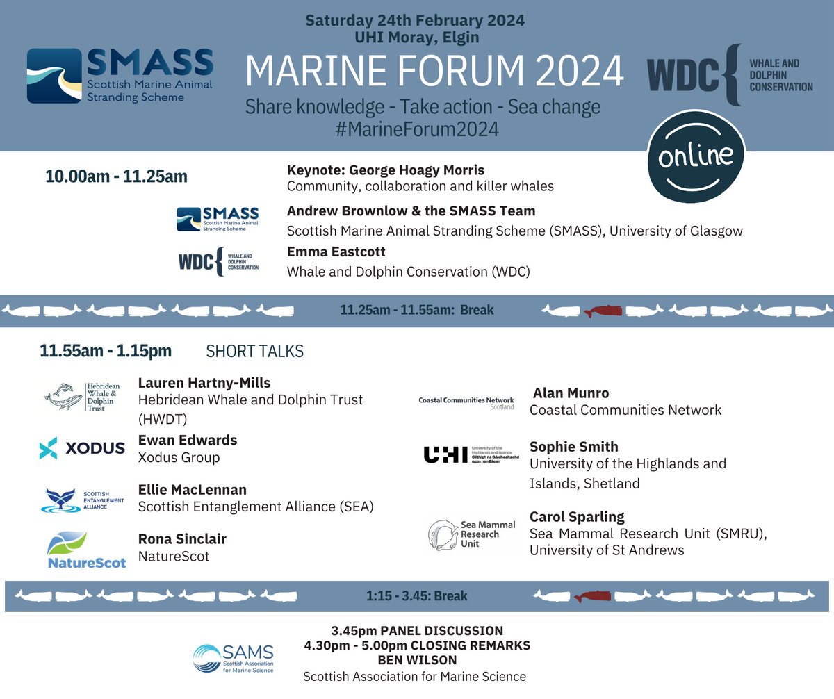 @whalesorg & @strandings 2024 Marine Forum 🐳 will be live streamed online THIS SATURDAY. Tickets available over on Eventbrite: shorturl.at/mNOSX