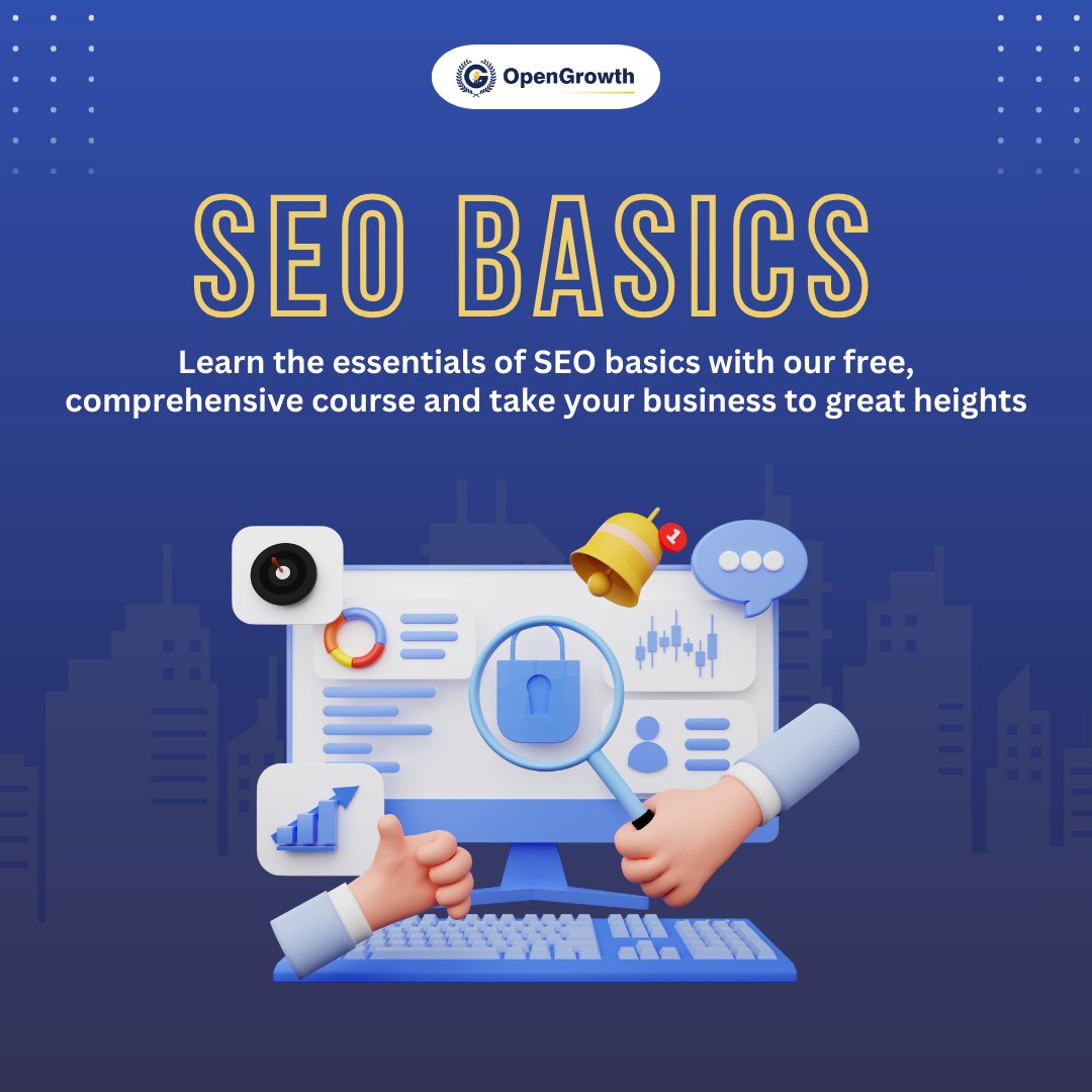 The primary goal of SEO is to improve a website's visibility in search engine results pages (SERPs). 

Learn SEO BASICS with our free comprehensive course and grow your business to new heights!!

#opengrowth #course #free #shortcourses #certification #SEO