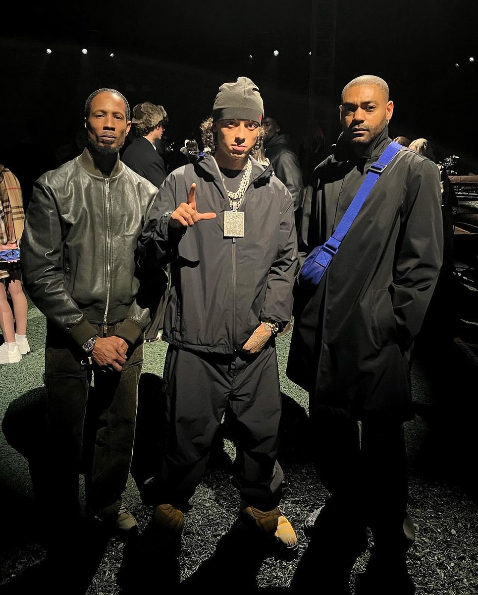 D Double E, Central Cee & Kano at the Burberry London Fashion Week show last night