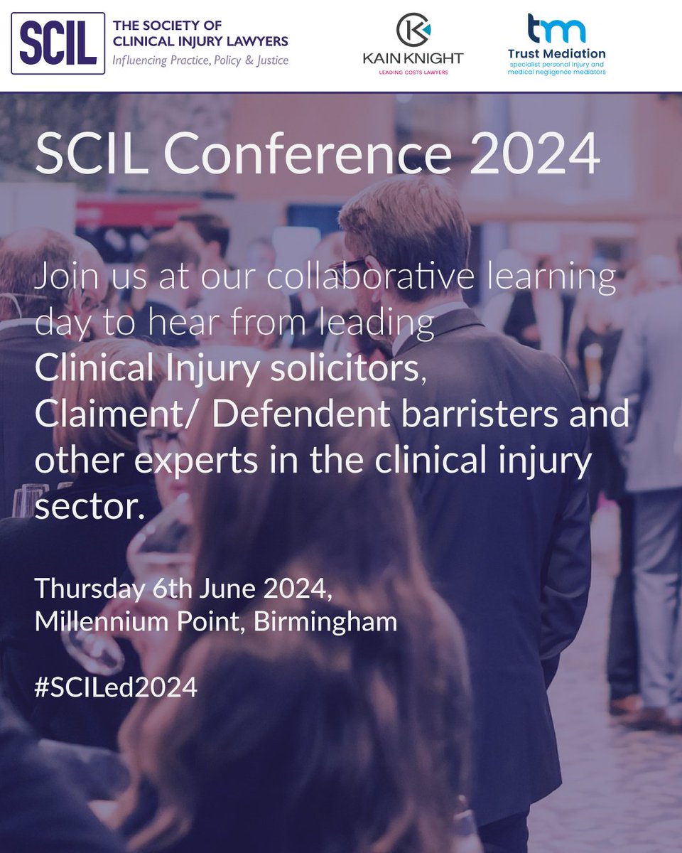 Join us at the SCIL Conference &amp; Exhibition Day on June 6th <a href="/millenniumpoint/">Millennium Point</a> #Birmingham. Connect with over 70 leading Clinical Negligence firms and key decision makers and showcase your expertise.

scil.org.uk

#SCILed2024