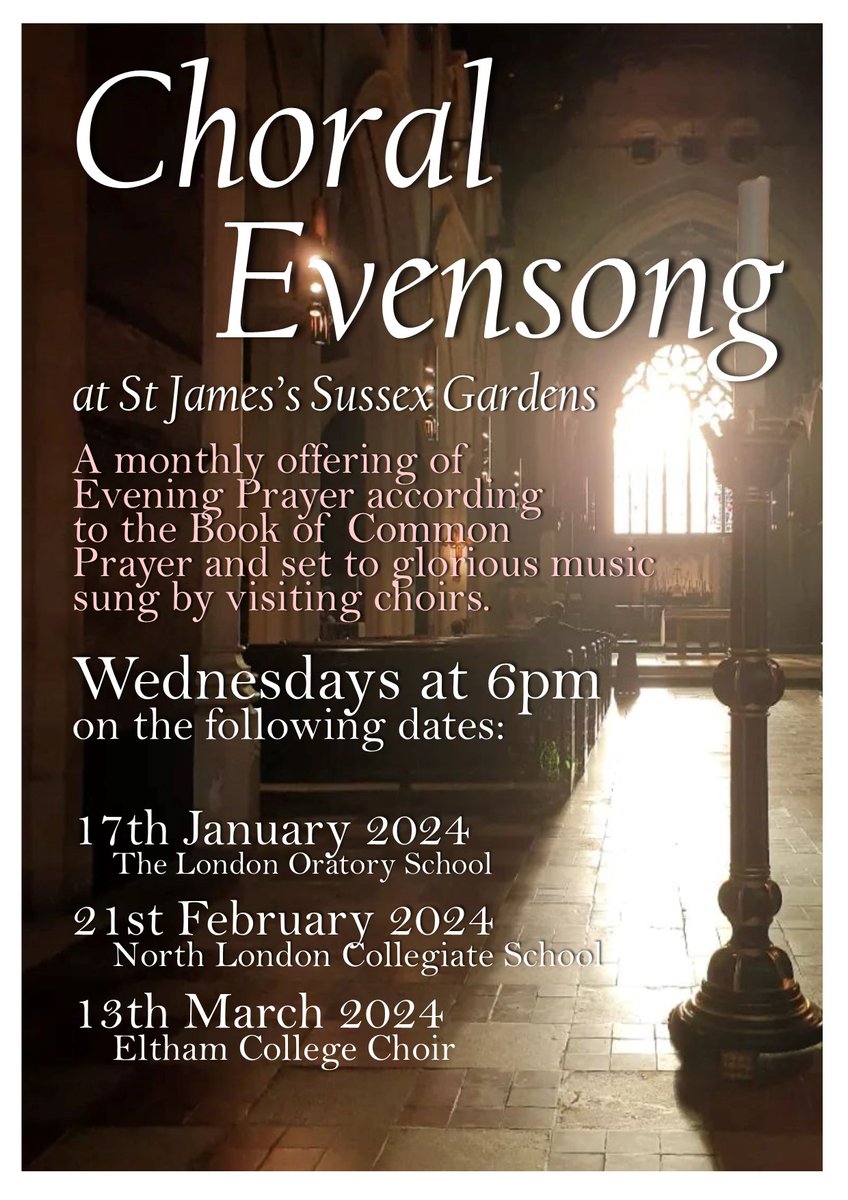 St James's Church (@stjamessg) on Twitter photo Join us at 6pm on Wednesday for our latest choral evensong at <a href="/StJamesSG/">St James's Church</a> when the choir of @NLCS1850 will be leading our worship <a href="/dioceseoflondon/">London Diocese</a> <a href="/SouthwarkCofE/">Southwark Diocese</a> <a href="/bishopSarahM/">BishopSarah</a> <a href="/bishopoffulham/">The Bishop of Fulham</a> <a href="/ArchdeaconLuke/">Luke Miller</a> <a href="/prayerbook_soc/">The Prayer Book Society</a> @EvensongMuse Join us at 6pm on Wednesday for our latest choral evensong at <a href="/StJamesSG/">St James's Church</a> when the choir of @NLCS1850 will be leading our worship <a href="/dioceseoflondon/">London Diocese</a> <a href="/SouthwarkCofE/">Southwark Diocese</a> <a href="/bishopSarahM/">BishopSarah</a> <a href="/bishopoffulham/">The Bishop of Fulham</a> <a href="/ArchdeaconLuke/">Luke Miller</a> <a href="/prayerbook_soc/">The Prayer Book Society</a> @EvensongMuse