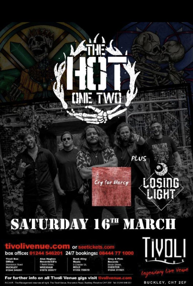 Next up for us... opening for the fabulous @thehotonetwo @Tivoli_Venue with @LosingLightBand plus by then we'll be midway through recording our new album!
