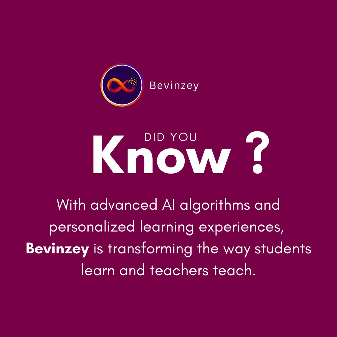 bevinzey's tweet photo. Big news! Bevinzey is shaking up education with AI-powered personalized learning. 🌟 Say hello to a future where every student gets a customized learning experience tailored just for them! 
#Bevinzey #PersonalizedLearning #EdTech https://t.co/VZQHjogAGu