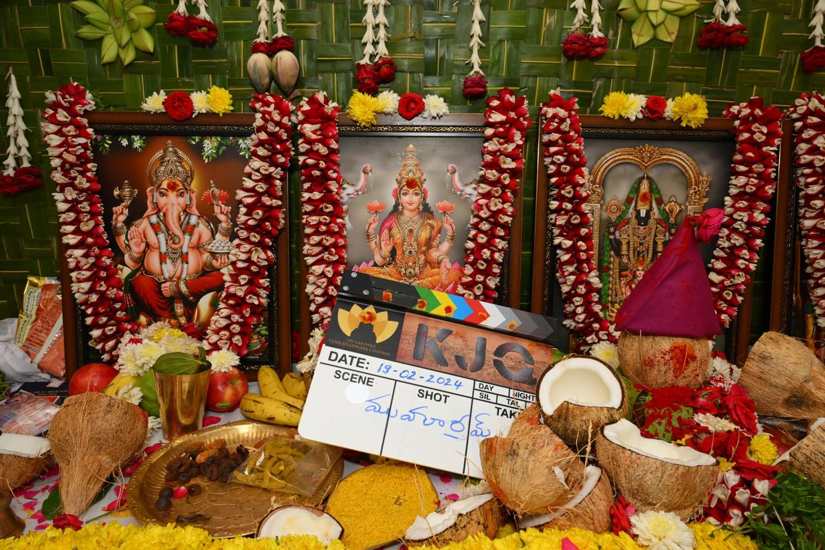vamsikaka's tweet photo. A new beginning with an auspicious Pooja ceremony for #SLVC Production no.8 ~ #KJQ 🤩🪔
The occasion graced by our Blockbuster Director #SrikanthOdela with the first clap 🎬💥
@Dheekshiths #Shashiodela #KK #YuktiThareja
@sudhakarcheruk5 @Poornac38242912 @karthikaSriniva @nagesh_banell @Sekhar4499 #SrikanthRamisetty @VamsiKaka @SLVCinemasOffl