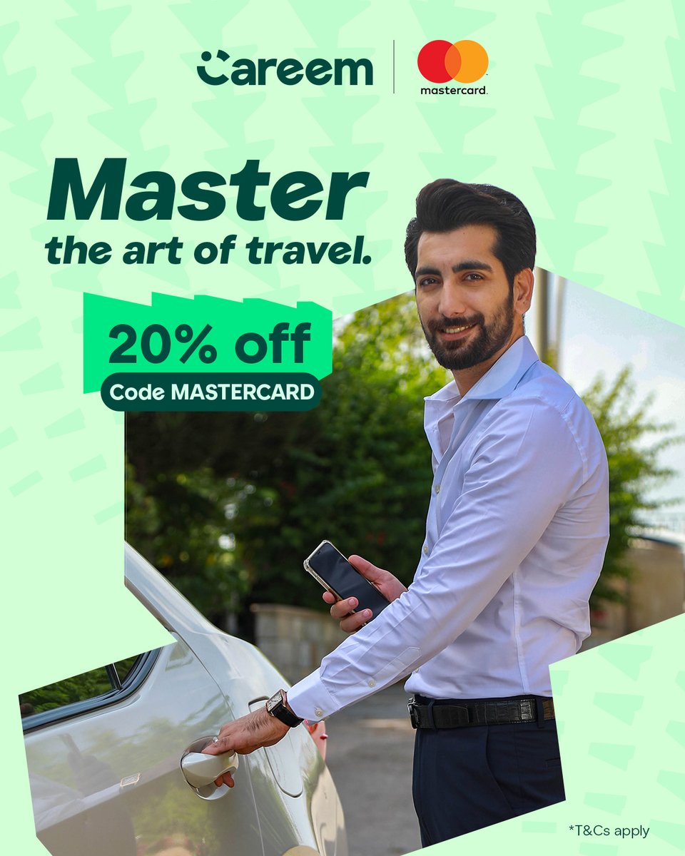 Looking for a discount? We’ve got just the thing 😉 Now you can enjoy 20%* off your ride when you pay for your Careem with your Mastercard 🤩 Things to know: -Yours to enjoy for 3 rides per month -Maximum discount value: PKR 2000 -Valid till 30th June 2024