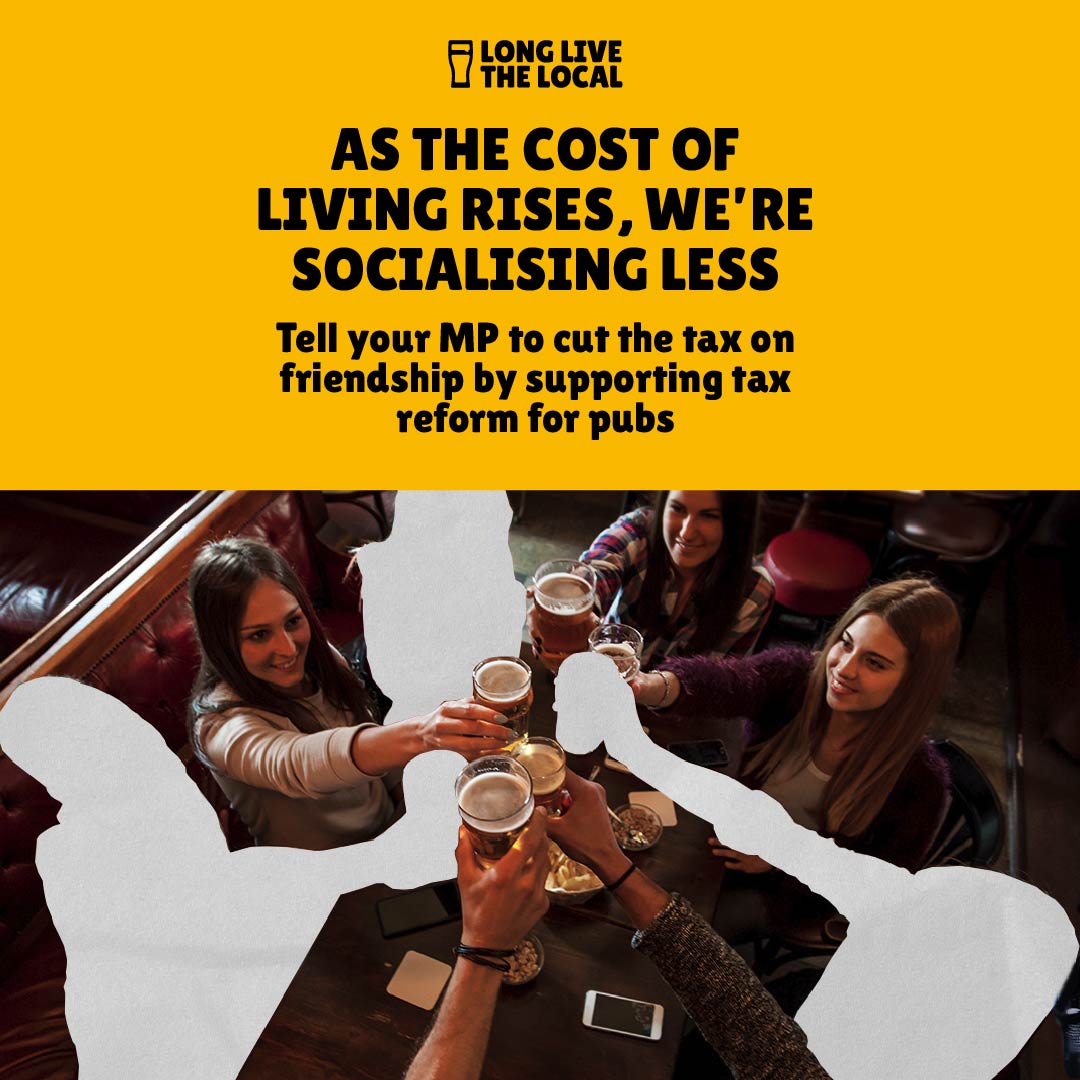 The rising cost of living is keeping friends and communities out of pubs and increasingly isolated. Support the campaign to cut the tax on love and sign up here - longlivethelocal.pub #LongLiveTheLocal #TaxonLove @LongLiveLocals