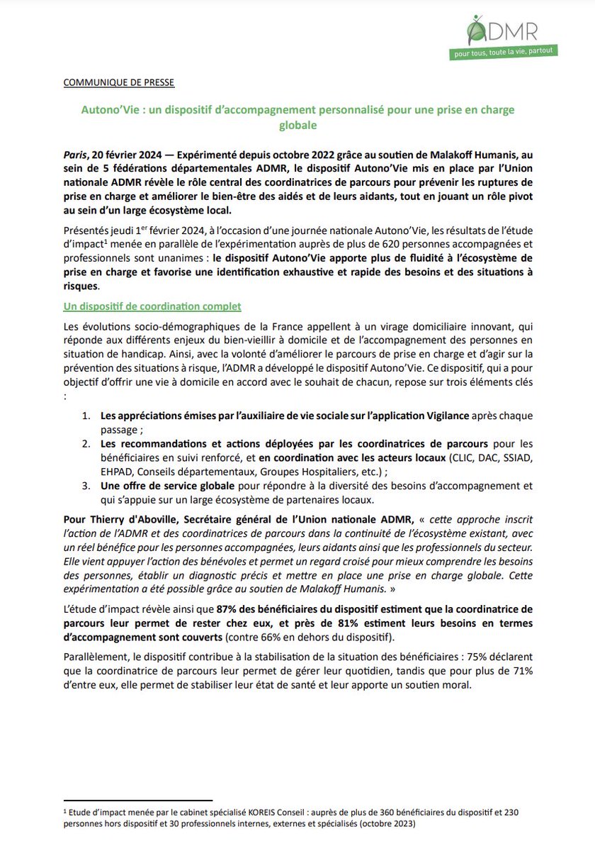 📢[Communiqué] Autono’Vie : un dispositif d’accompagnement personnalisé pour une prise en charge globale
👉bit.ly/cp_autonovie
<a href="/MalakoffHumanis/">Malakoff Humanis</a>