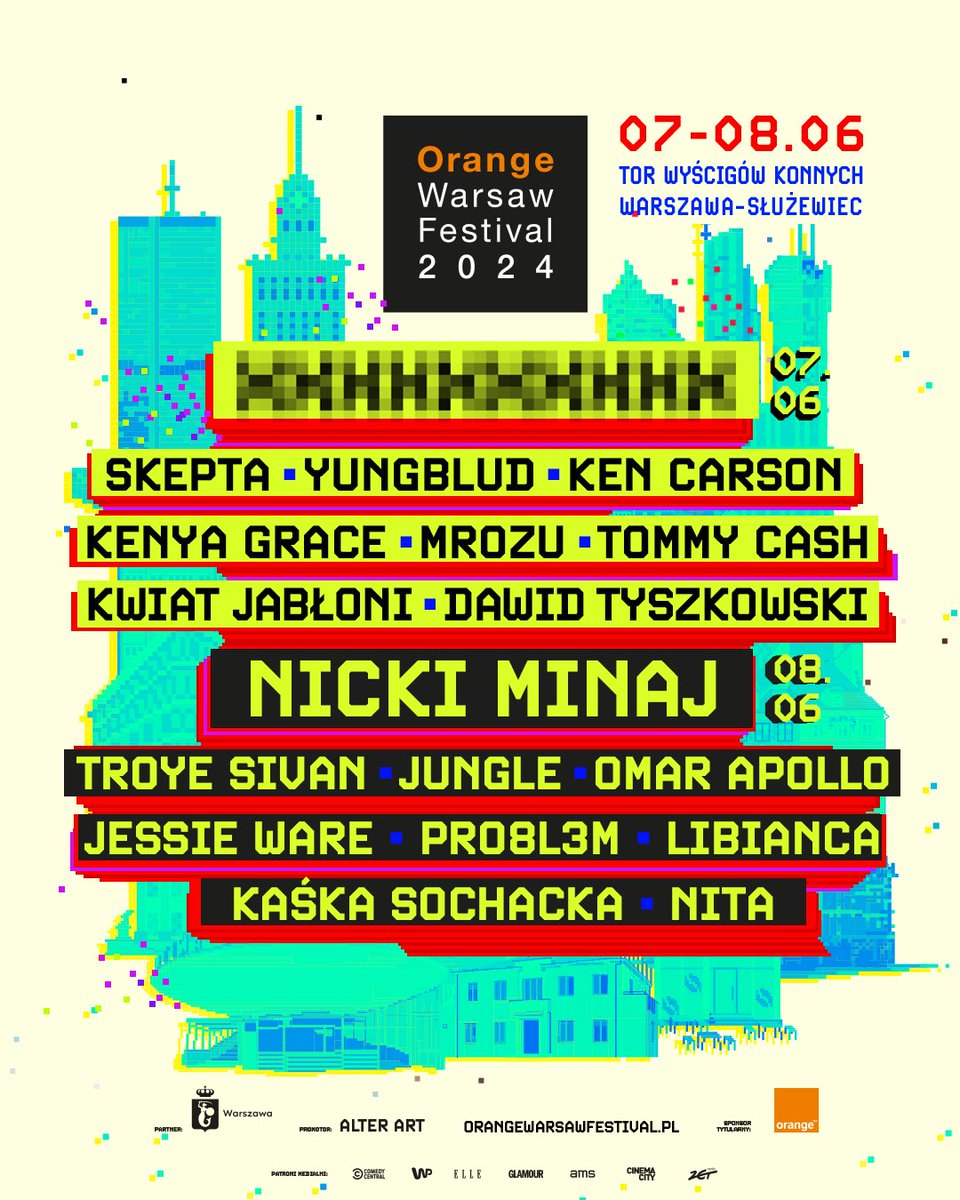 OrangeWarsaw's tweet image. Orange Warsaw Festival 2024!
@NICKIMINAJ 1szą headlinerką! 7-8.06: @troyesivan, @Skepta, @jungle4eva, @JessieWare, @kencarson, @omarapollo,@yungblud,@kenyagracemusic,@iamlibianca, @tommycashplanet, PRO8L3M, Mrozu, Kwiat Jabłoni, Kaśka Sochacka, Dawid Tyszkowski i nita! Let’s go!