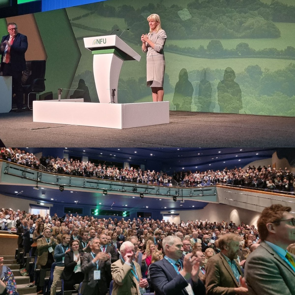 Standing ovation for @Minette_Batters as she delivers the opening address to @NFUtweets #NFU24 conference for the final time