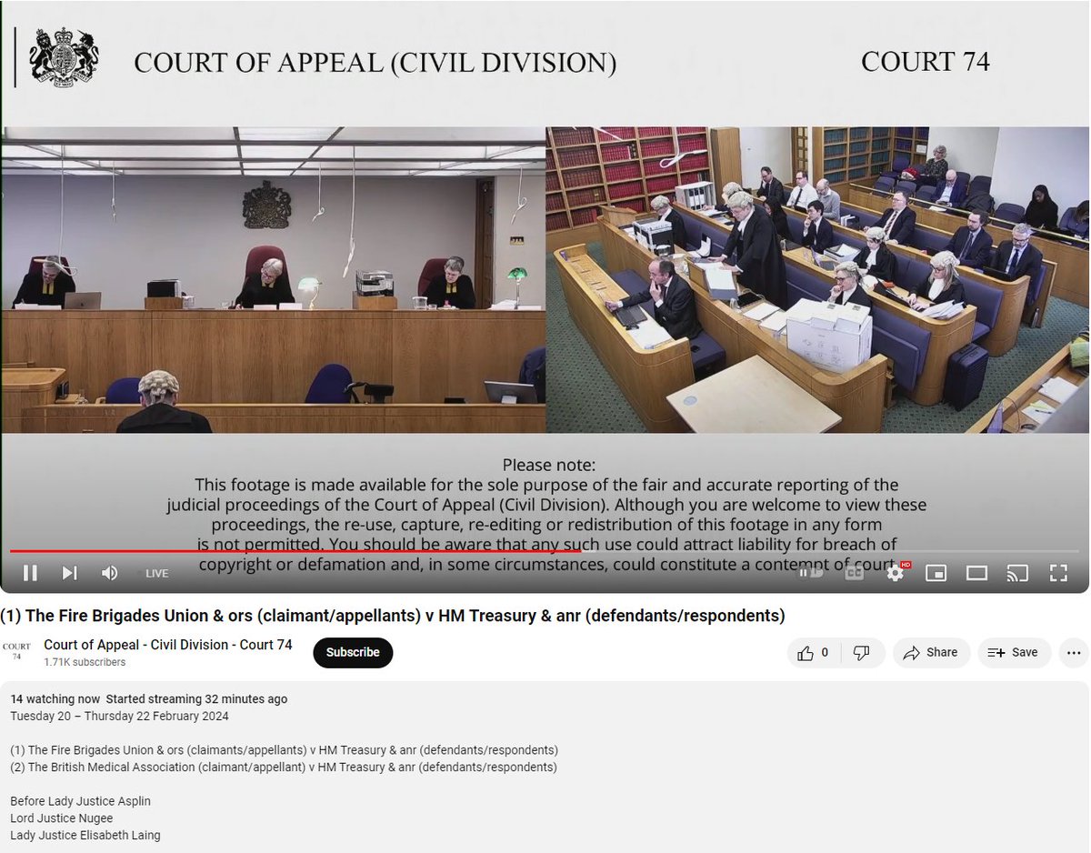 .@BMA_Pensions are at the Court of Appeal today on behalf of BMA members. The case, alongside the @fbunational is @TheBMA v @hmtreasury The BMA are defending so-called 'cost cap' mechanism such that members shouldnt pay for government errors with discrimination in 'McCloud'