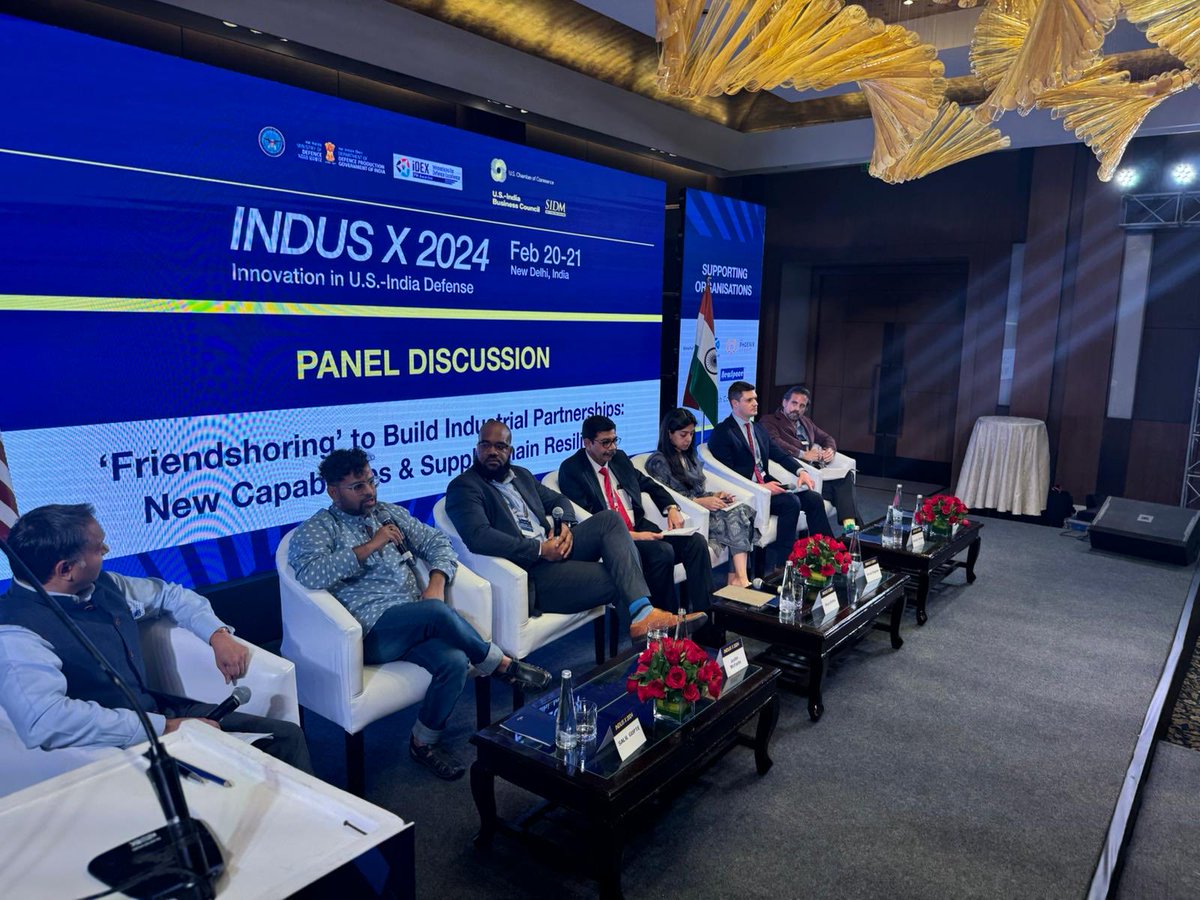 During the #INDUSXSummit, the 2nd panel delved into the theme of 'Friendshoring' to Build Industrial Partnerships: New Capabilities & Supply Chain Resilience. Session focused on exploring the potential of India-U.S defence co-production amidst evolving geopolitical dynamics🇮🇳🤝🇺🇸