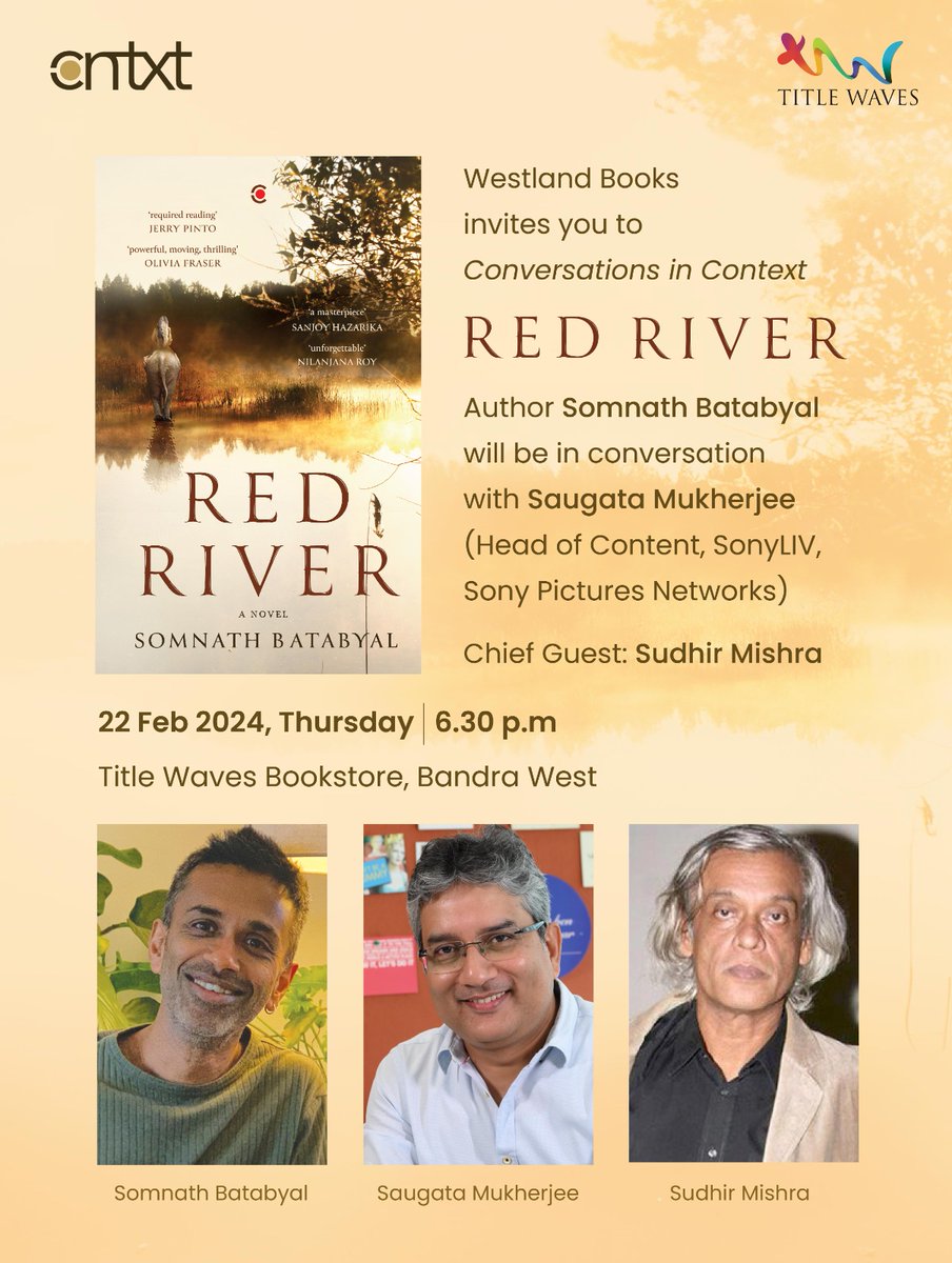 Two days to go for this exciting conversation at @titlewavesMUM. 
#Mumbai,  come and listen to @sombatabyal @IAmSudhirMishra and @saugatam as they discuss the book that's making news everywhere!