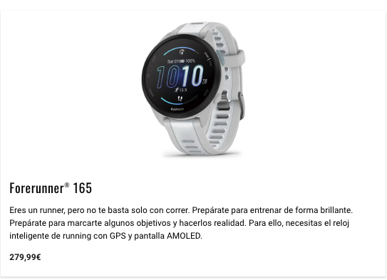 Garmin Forerunner 165, review y opiniones, Desde 279,99 €