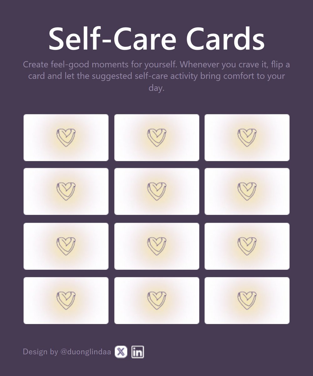 ✨NEW VIZ✨

Following last week's theme, I've crafted a set of self-care cards. Each card holds a gentle prompt for moments when you need a lil pick-me-up.🌈

Explore the viz whenever you crave a moment of self-nurturing: public.tableau.com/app/profile/li…

#datafam #Tableau #selfcare