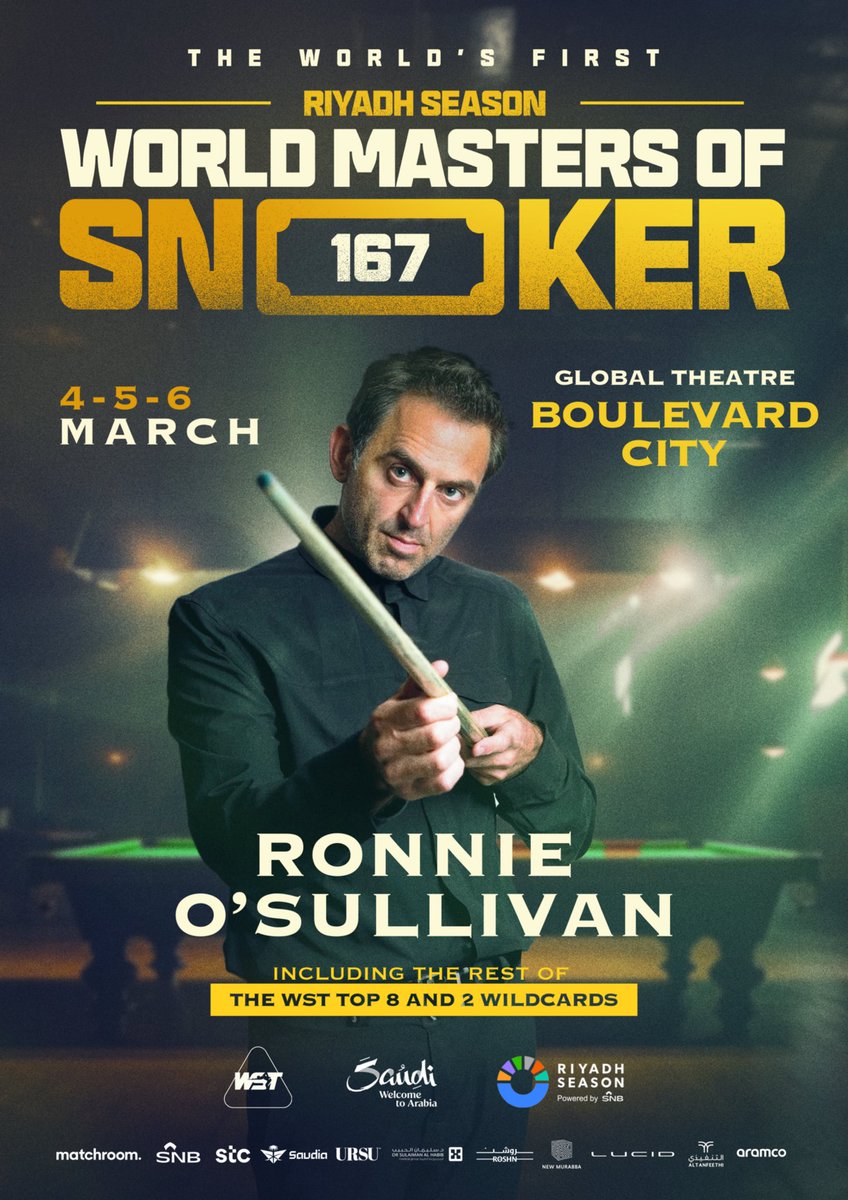 Very excited to be playing in the @RiyadhSeason World Masters of Snooker! Can’t wait to get out there and play in Saudi Arabia for the first time!