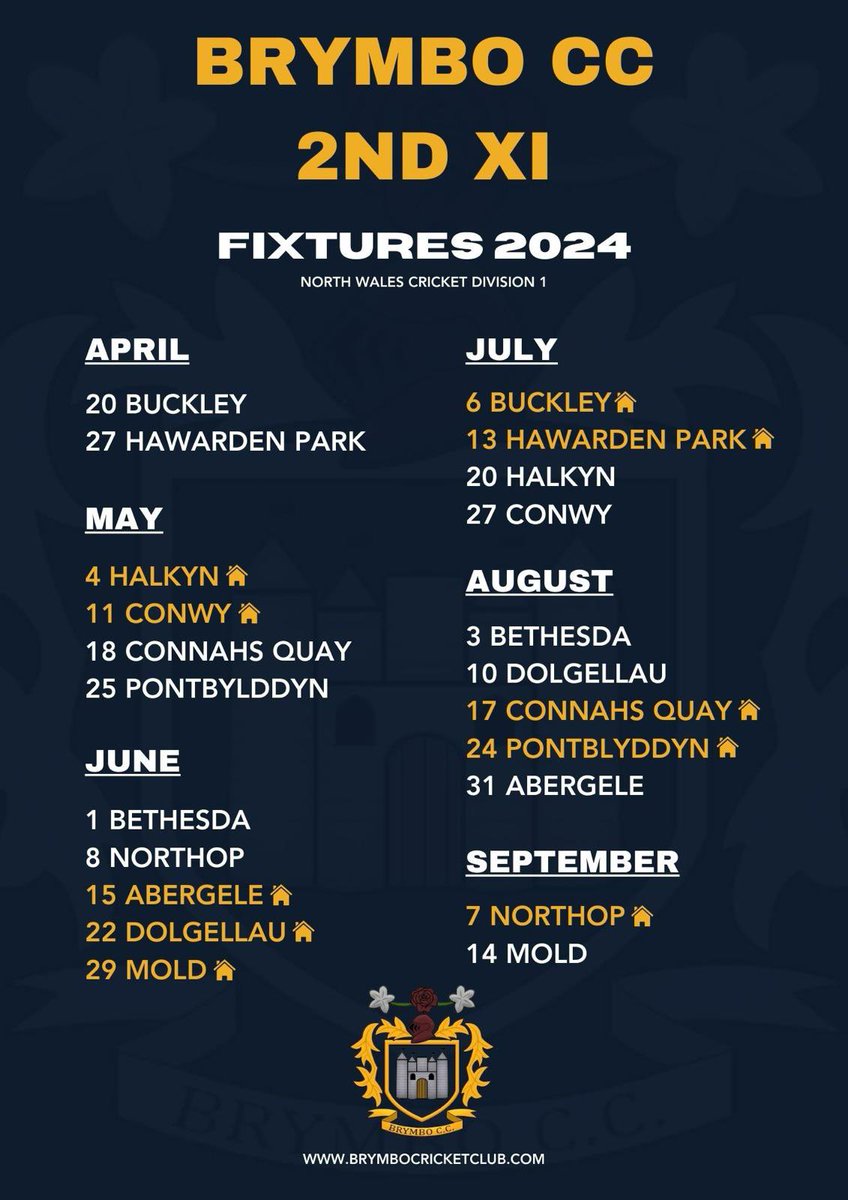 Here are our 1st, 2nd and 3rd team @NWCL_official fixtures for the 2024 season. Not long till April. Pre-season fixtures to follow! #UpTheCrick #CricketSeason2024