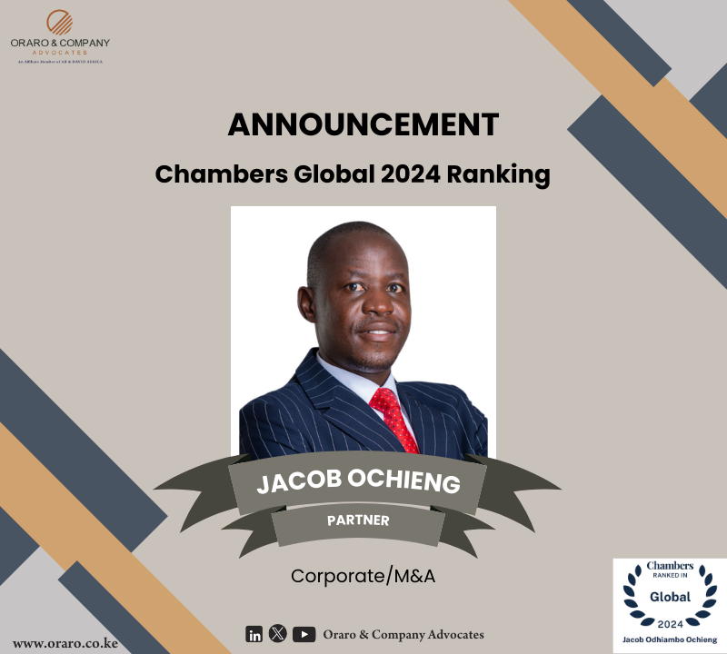 We applaud #ourveryown Partner Jacob Ochieng, for being recognised by @ChambersGuides in its 2024 Global Rankings for his expertise in the Corporate/M&A practice area. 

#ChambersGlobal2024 #LegalExcellence #LegalMilestone