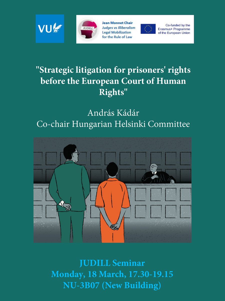Pola Cebulak (@polatoja) on Twitter photo 18 March 2024: András Kádár (<a href="/hhc_helsinki/">Hungarian Helsinki Committee</a> ) speaks about strategic litigation for prisoners' rights before the European Court of Human Rights as part of the JUDILL Jean Monnet Chair on Judges vs Illiberalism: Legal Mobilization for the Rule of Law. Join us at <a href="/VU_law/">Faculty of Law VU</a>! ⚖ 18 March 2024: András Kádár (<a href="/hhc_helsinki/">Hungarian Helsinki Committee</a> ) speaks about strategic litigation for prisoners' rights before the European Court of Human Rights as part of the JUDILL Jean Monnet Chair on Judges vs Illiberalism: Legal Mobilization for the Rule of Law. Join us at <a href="/VU_law/">Faculty of Law VU</a>! ⚖