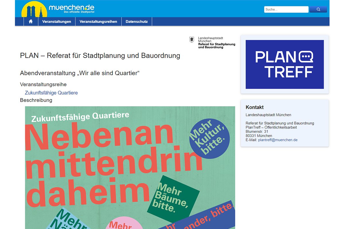 BDABayern's tweet photo. Am Donnerstag, 22.2., "Wir alle sind Quartier: Initiativen für gute Nachbarschaften" in der Reihe "Zukunftsfähige Quartiere" des Referats für Stadtplanung und Bauordnung der Stadt #München. https://t.co/kIcb54T0bD @muenchen @plantreffmuc @StadtMuenchen #Architektur #Plantreff https://t.co/mUZq2sz699
