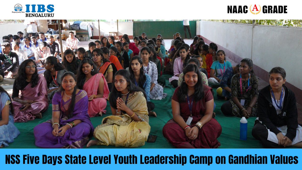 #IIBS NSS team Camp of 5 Days State Level Youth Leadership on Gandhian Values from 16th to 20th February 2024 at venue Sri sai Vinaya Vishwa Dhama, S.S. Ghati, Doddaballapur Taluk.  

#NSS #nationallevel #values #gadhianvalues #inspiration #learning #growth #MahatmaGandhi