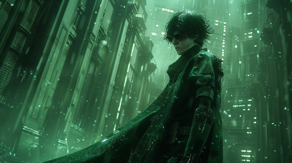 CGouaze's tweet photo. 📸 #PromptDeepDive: @MayorKingAI's Prompt

Let's analyze the vibrant and detailed prompt by @MayorKingAI: 
"an anime [subject/description], [futuristic outfit], [futuristic urban environment], dramatic lighting, [angle], inspired by the aesthetics of The Animatrix, retro futuristic cyberpunk, dark green, cell shading, intricate details --ar 16:9 --v 6.0." 

"An anime [subject/description]" – This part of the prompt allows for a wide range of creative interpretations, setting the foundation for the character or scene's anime style. The subject could be a character or a specific scenario within the anime genre, which should be detailed and expressive, typical of anime's dynamic storytelling.

"[Futuristic outfit], [futuristic urban environment]" – The inclusion of futuristic elements in both the outfit and the urban environment suggests a setting that's advanced and possibly speculative. The outfit should reflect innovative design, possibly incorporating high-tech or cybernetic elements, while the urban environment should showcase a cityscape that's both advanced and perhaps dystopian, characteristic of cyberpunk aesthetics.

"Dramatic lighting, [angle]" – Dramatic lighting can enhance the mood and highlight key elements within the scene, adding depth and contrast. The choice of angle is crucial in framing the subject in a way that emphasizes the desired mood or action, contributing to the overall narrative impact of the image.

"Inspired by the aesthetics of The Animatrix" – Referencing The Animatrix implies a visual style that is dark, sophisticated, and richly animated. The Animatrix, known for its diverse stories set within the Matrix universe, combines elements of cyberpunk, philosophical inquiry, and advanced technology, offering a visually stunning and thought-provoking aesthetic.

"Retro futuristic cyberpunk, dark green, cell shading, intricate details" – The prompt calls for a blend of retro and futuristic elements within a cyberpunk framework, creating a visually interesting juxtaposition. Dark green as a color choice can set a unique mood and atmosphere, distinguishing the scene from typical neon cyberpunk palettes. Cell shading, a technique often used in animation and comics to add depth and impact without gradation, suggests a stylistic approach to rendering the image. Intricate details will add complexity and richness, inviting the viewer to explore every part of the scene.

The technical specifications "ar 16:9 --v 6.0" shape the final composition. An aspect ratio of "16:9" is ideal for capturing expansive scenes, suitable for the detailed urban environment described. Version "6.0" suggests using last techniques and styles in Midjourney, ensuring a high-quality, modern rendition of the concept.

Thank you, @MayorKingAI, for this imaginative and complex prompt! It presents an exciting challenge to visually narrate a scene that captures the essence of anime and cyberpunk, infused with retro-futuristic elements. How might the combination of these styles and themes create a unique and captivating visual story?