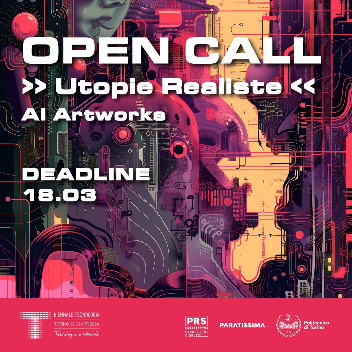 BiennaleTech's tweet image. Alla prossima #BiennaleTech, insieme a #Paratissima, accenderemo un riflettore sull&apos;arte realizzata tramite intelligenza artificiale: è aperta una call for AI ARTWORKS! 🎉

Le migliori opere saranno esposte al #PoliTO  durante #BiennaleTech24

 ℹ️ biennaletecnologia.it/blog/online-il…