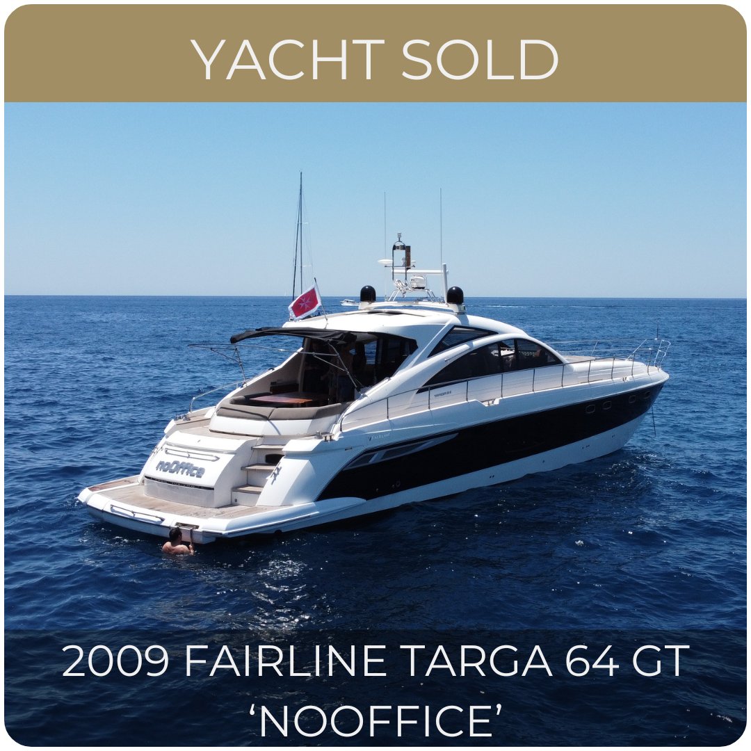 2009 Fairline Targa 64 GT ‘noOffice’ is sold through an in-house deal, with bY.s representing both the buyer and the seller.

Do you want to find your perfect yacht match? Contact us today. 📧⁠

#BreezeYachtingSwiss  #YachtSold #YachtBroker #YachtBrokers #Yachting #Motoryacht