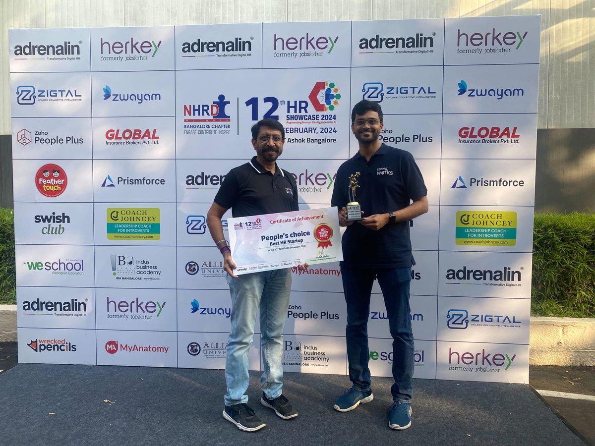 Some moments from the NHRD, 12th HR Showcase 2024 in Bangalore.
Interacted with the CHRO of SmartQ, won the best HR tech startup. Overall experienced a great event - not surprised when it’s NHRD