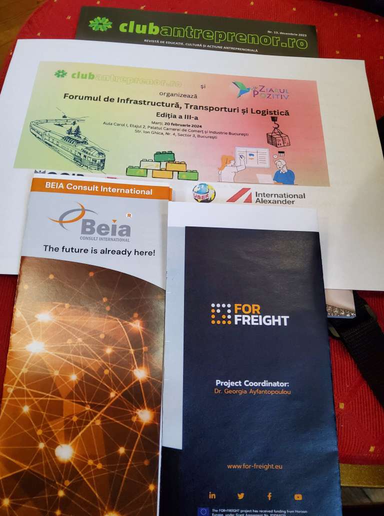 Today marks an exciting milestone for BEIA Consult as we actively participated in the esteemed Infrastructure, Transport, and Logistics Forum – 3rd Edition, held on February 20, 2024.

Our company disseminated the <a href="/forfreight22/">FOR-FREIGHT</a>, <a href="/flexi_cross/">FLEXI-cross</a>, <a href="/5gVital/">VITAL-5G Project</a> and WeH projects.