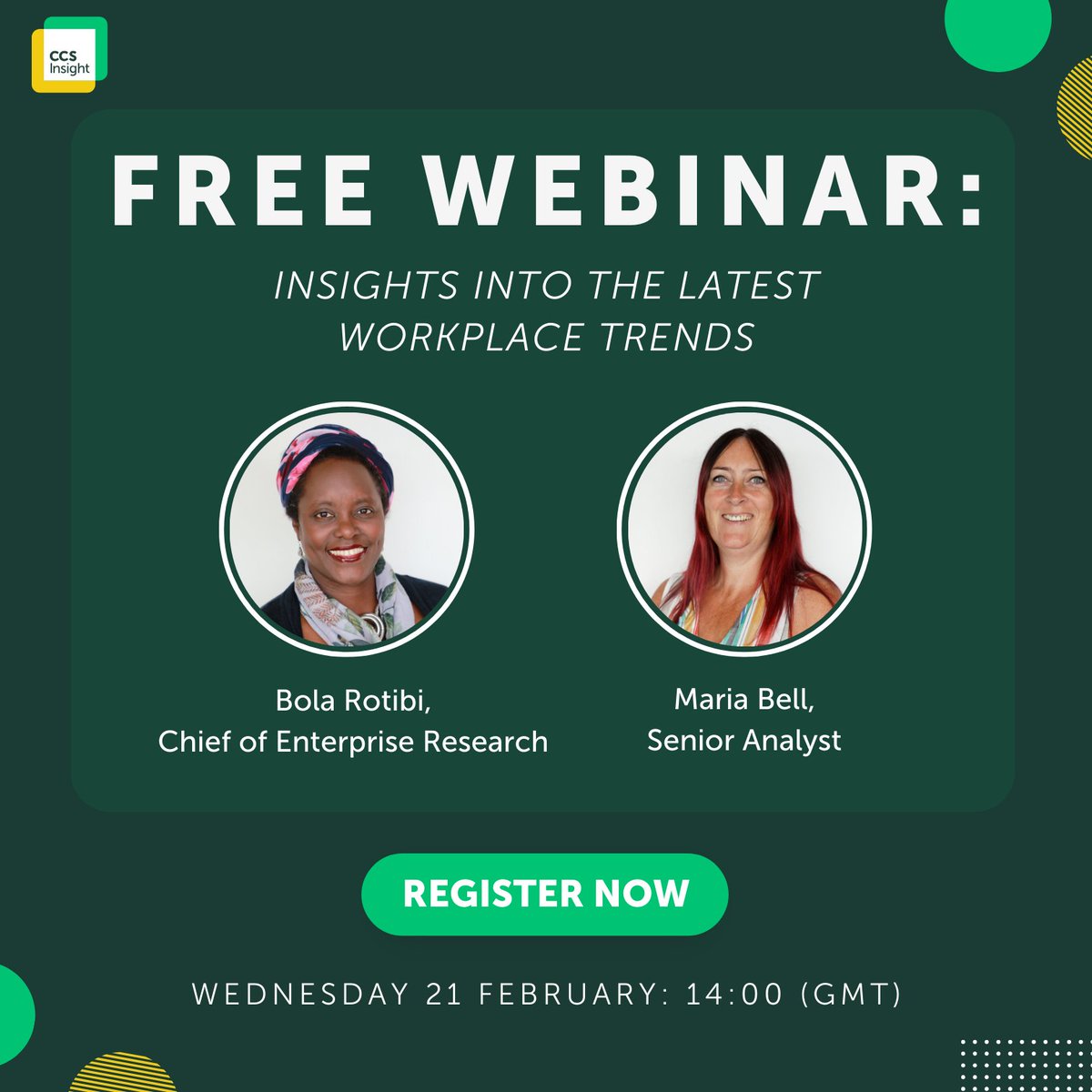 🚨 Live tomorrow 🚨

🔗 From new productivity-boosting technologies to social dynamics — what do professionals say truly shapes a positive employee experience?

Gain actionable insights into the changing dynamics of the workplace: ccsinsight.com/events/navigat…